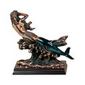 Mermaid with Dolphin - Copper 8" W x 7.5" H